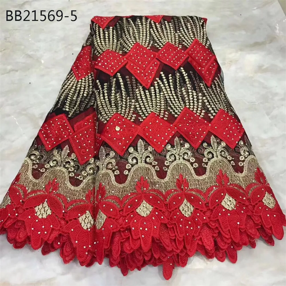 5 On sale Quality African Lace Fabric African Guipure Cord Lace white color design with stones party lace - Цвет: 5