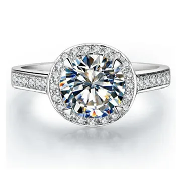 

1CT Luxury Brand Quality Ring Women 925 Sterling Silver Jewelry Halo Ring High Quality Engagement Jewelry Ring White Gold Cover