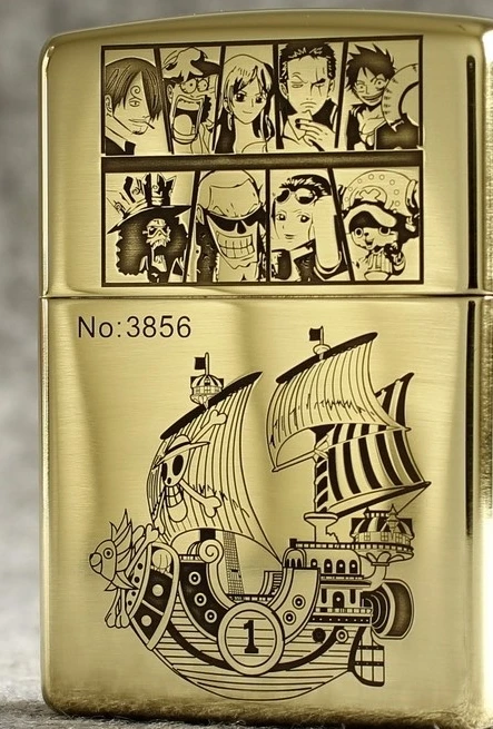 Zhy Brass Double Engraving One Piece Luffy Silhouette Lighter Cigarette Accessories Aliexpress
