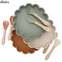 Cuenco nórdico portátil de silicona antideslizante, Mantel Individual con forma de flor, ideal para regalo de Baby Shower, novedad de 2020