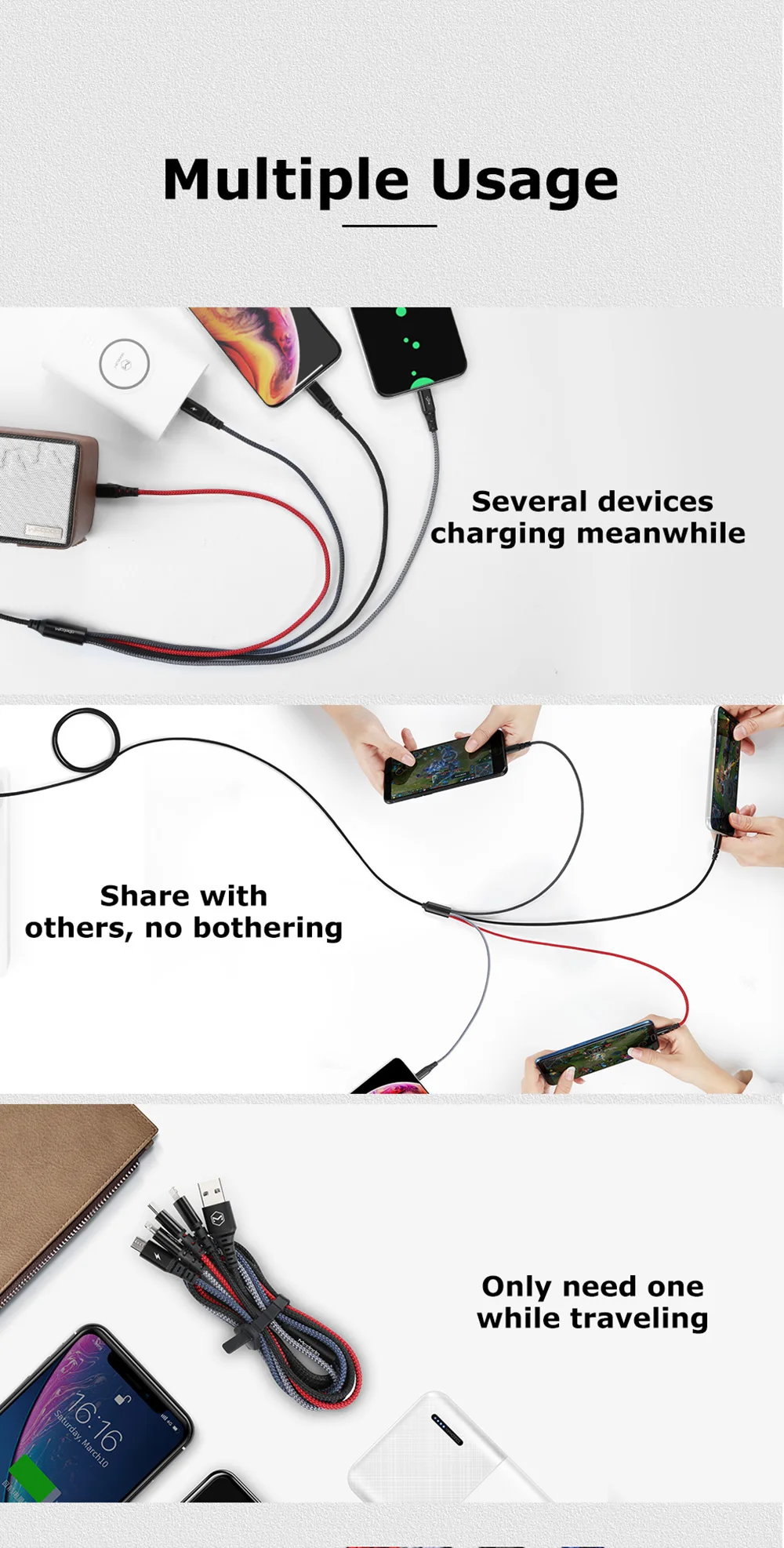Dcdodo Мульти usb зарядный кабель для iPhone 8 7 6s samsung huawei xiaomi 9 зарядное устройство для светильник с разъемом микро usb type c кабель 4 3 в 1