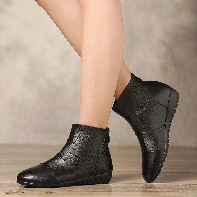 

2019 Autumn And Winter New Style Short Boots Women's Soft-Sole Comfortable Flat Boots Children Versatile Genuine Leather Large S