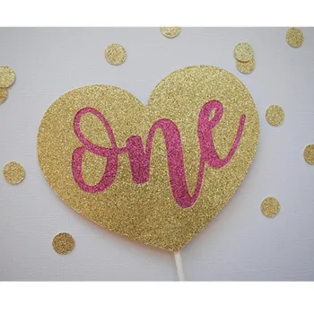 

Personalised Heart Cake Topper, 1st Birthday Cake Topper,Gold Glitter ONE Cake Topper, ONE Glitter Cake Topper,baby shower Cake