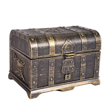 

BMBY-Pirate Treasure Chest Decorative Treasure Chest Keepsake Jewelry Box Plastic Toy Treasure Boxes Party Decor Large Size