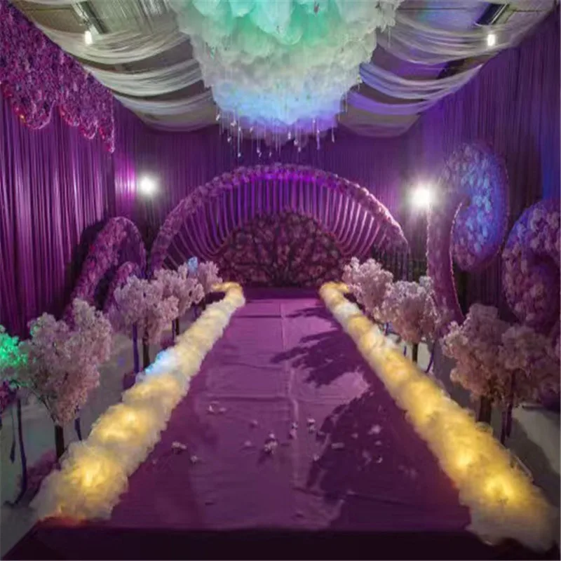 10M/Lot Upscale Wedding Aisle Runners T Station Dedicated Road Cited Light String Yarn For Party Decoration Props Supplies