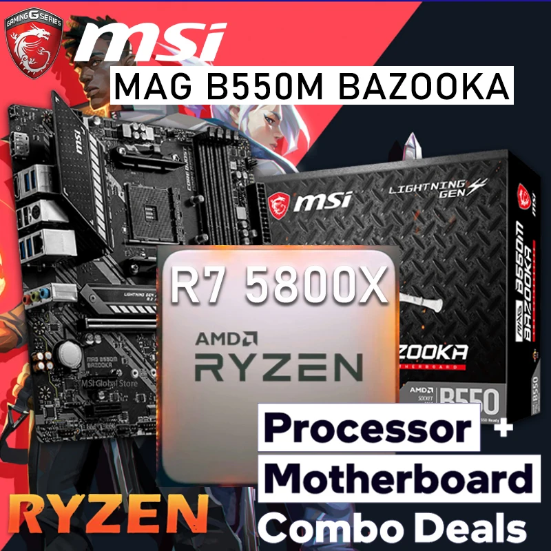 Welches Mainboard Für Ryzen 7 5800x AMD Ryzen 7 5800X Combo Ryzen MSI MAG B550M BAZOOKA เมนบอร์ด Combo