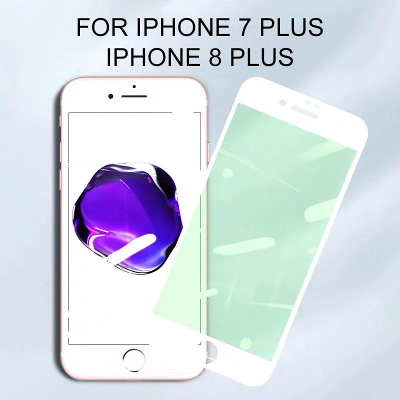 WHITE FOR 5.5 INCH Зеленый светильник, закаленное стекло с защитой от синего излучения для Iphone 11 Pro Xs Max X Xr Iphone 8 7 6s 6 Plus, Защитное стекло для экрана 7 - Цвет: WHITE FOR 5.5 INCH