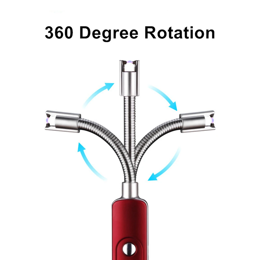 Portable Electric Gas Lighter No open flame 360Degree Rotation outdoor Windproof USB Charge BBQ Camping Electric Lighter kitchen bbq lighter butane gas lighter cigarette lighter