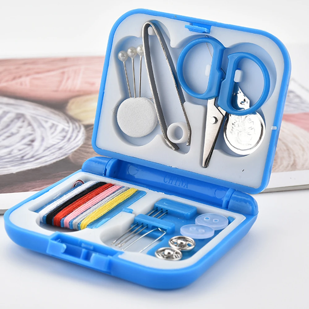 10Pcs Travel home sewing kit case needle thread tape scissor set handcrafN rINA 