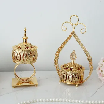 

Electroplated Golden Incense Burner Metal Portable Incense Burner Buddhist Incense Tea House Yoga Room Desk Home Decoration