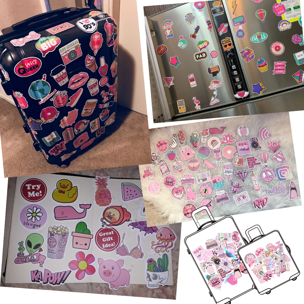 53 Piece Pink Aesthetic Sticker Pack | Vinyl Waterproof Stickers for Water Bottles, Laptops | Feminist, Trendy Decals, Graffiti Patches image 5