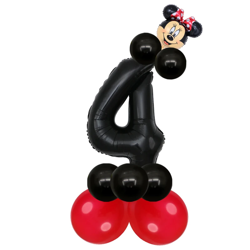 minnie 4 16 шт./лот, голова Микки и Минни, 30 дюймов, красный, черный, номер, фольгированный шар, 1 день рождения, украшения для вечеринки, детские игрушки, детский душ, латексные шары - Цвет: minnie 4