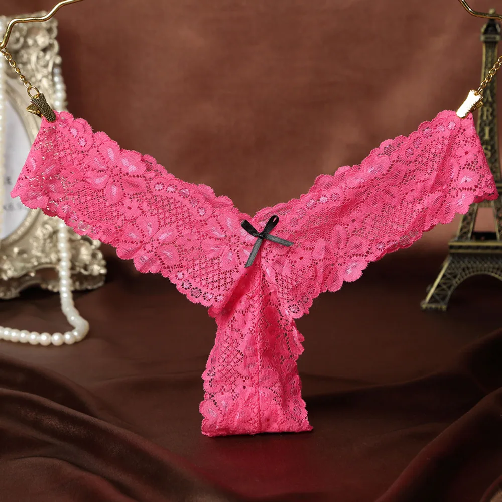 Модные женские кружевные стринги с низкой талией треугольные трусы кружевное