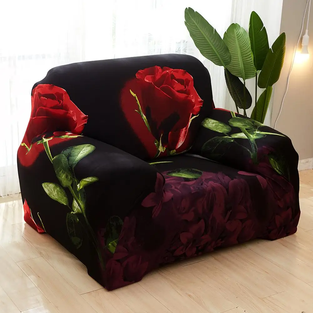 Хоббилан 3D Красная Роза Печать Эластичный чехол для дивана/наволочка для гостиной