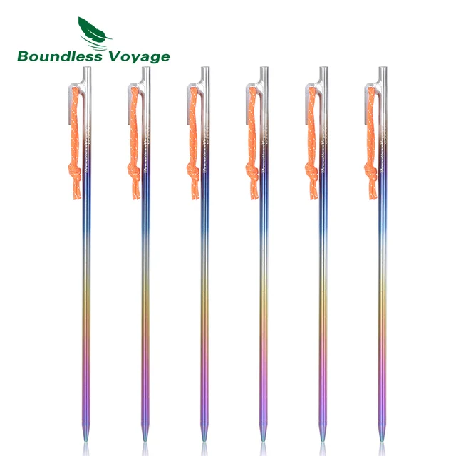 Boundless Voyage Titanium Tent Pegs Camping Nails Heavy Duty Tent Stakes Pins Hard Ground Accessories 20cm/24cm/30cm/35cm/40cm Ti4013P35L 35cm 6pcs