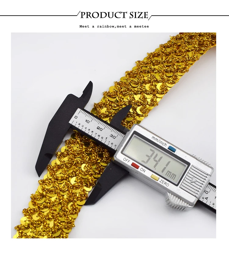 8Meters Meetee Sequin Lace Trim Ribbons Gold Silver Trims Fabric Stage Costume Dance Dress Paillette Band DIY Sewing Accessories