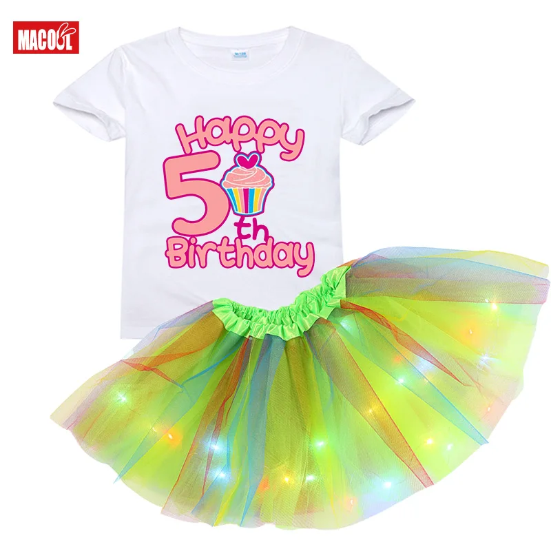

Girl Birthday Tutu Dress Set Birthday T Shirt Summer Dress Girl Kids Dress Set Party Light Christmas Dress Little Girl Costume