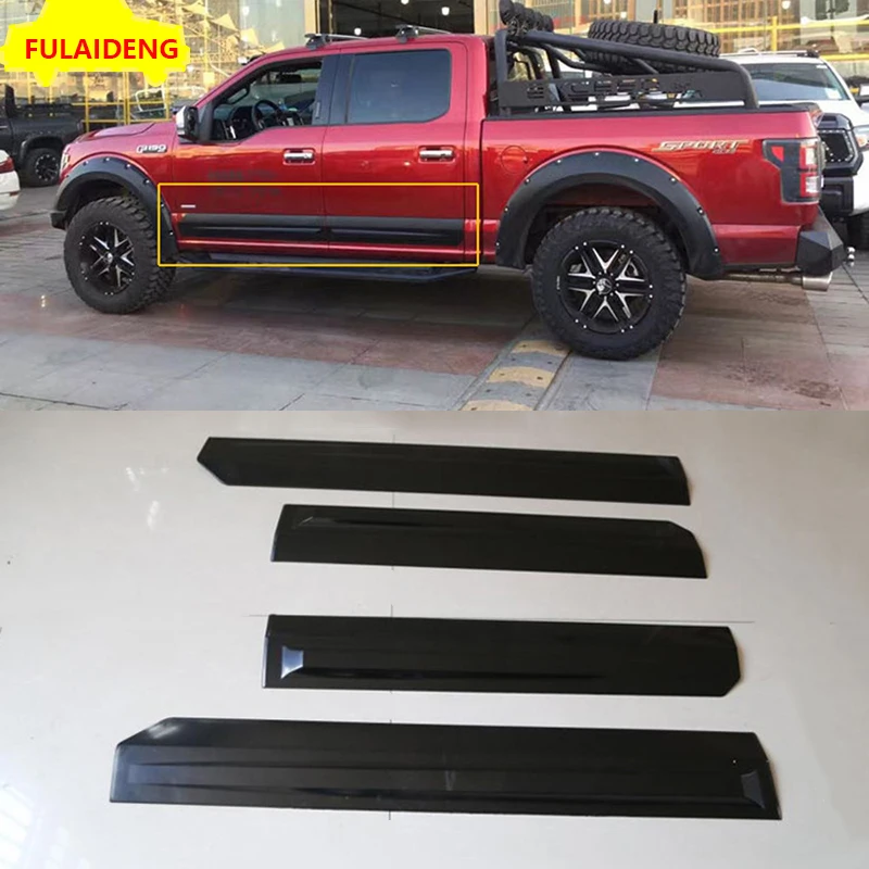 4 шт. для Ford F-150 F150- передняя+ задняя ABS защита дверей автомобиля боковые молдинги накладка панель для автостайлинга аксессуары