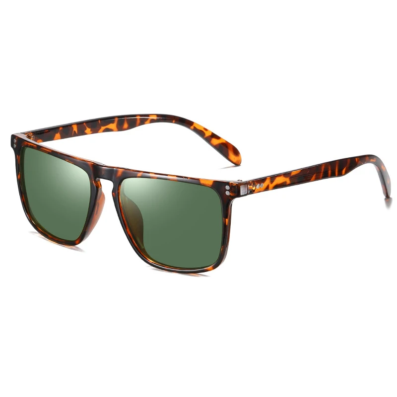 Leopard-Green SIMPRECT, мужские поляризованные солнцезащитные очки,, Tony Stark, солнцезащитные очки, квадратные, Ретро стиль, Ретро стиль, солнцезащитные очки для мужчин, UV400, антибликовые - Цвет линз: Leopard-Green