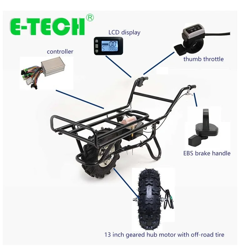 

Electric wheelbarrow full kits 13 inch low speed electric hub motor wheel with accessories