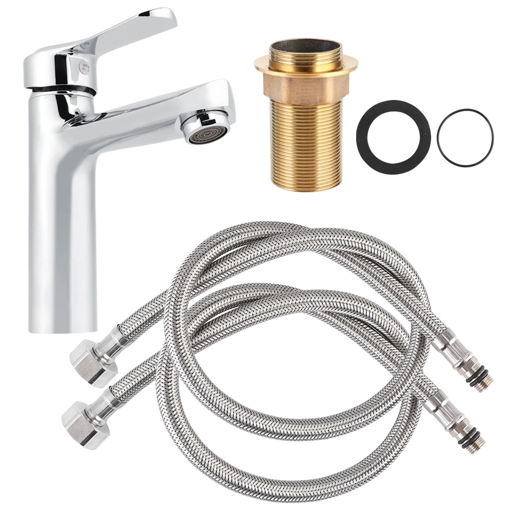 Смеситель для раковины в ванную комнату кран горячей и холодной воды латунь хром