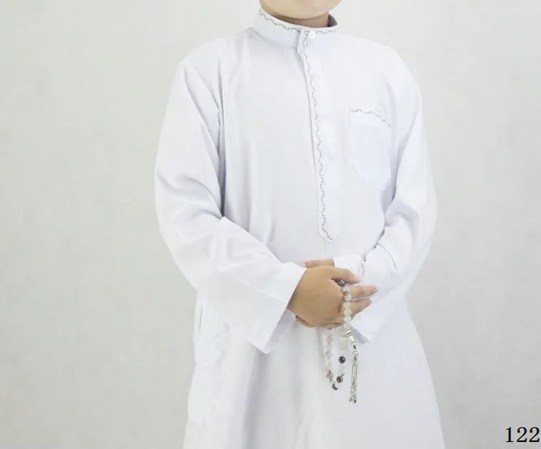 На рост от 80 до 160 см дети мальчики Арабские накидки и таубы мусульманский Тауб Исламской традиционные костюмы платье с вышивкой халат Рамадан молитва Костюмы - Цвет: One thobe
