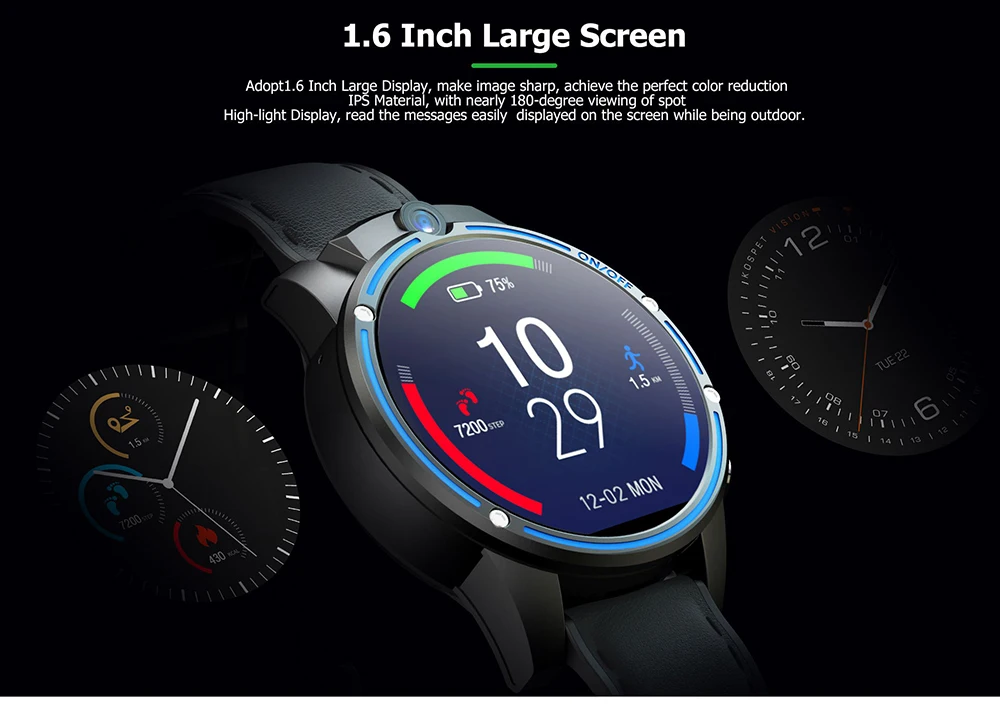 KOSPET Vision gps 4G Смарт-часы телефон 3 ГБ 32 ГБ Двойная камера 8.0MP+ 5.0MP 1," 800 мАч Bluetooth Smartwatch для IOS Android