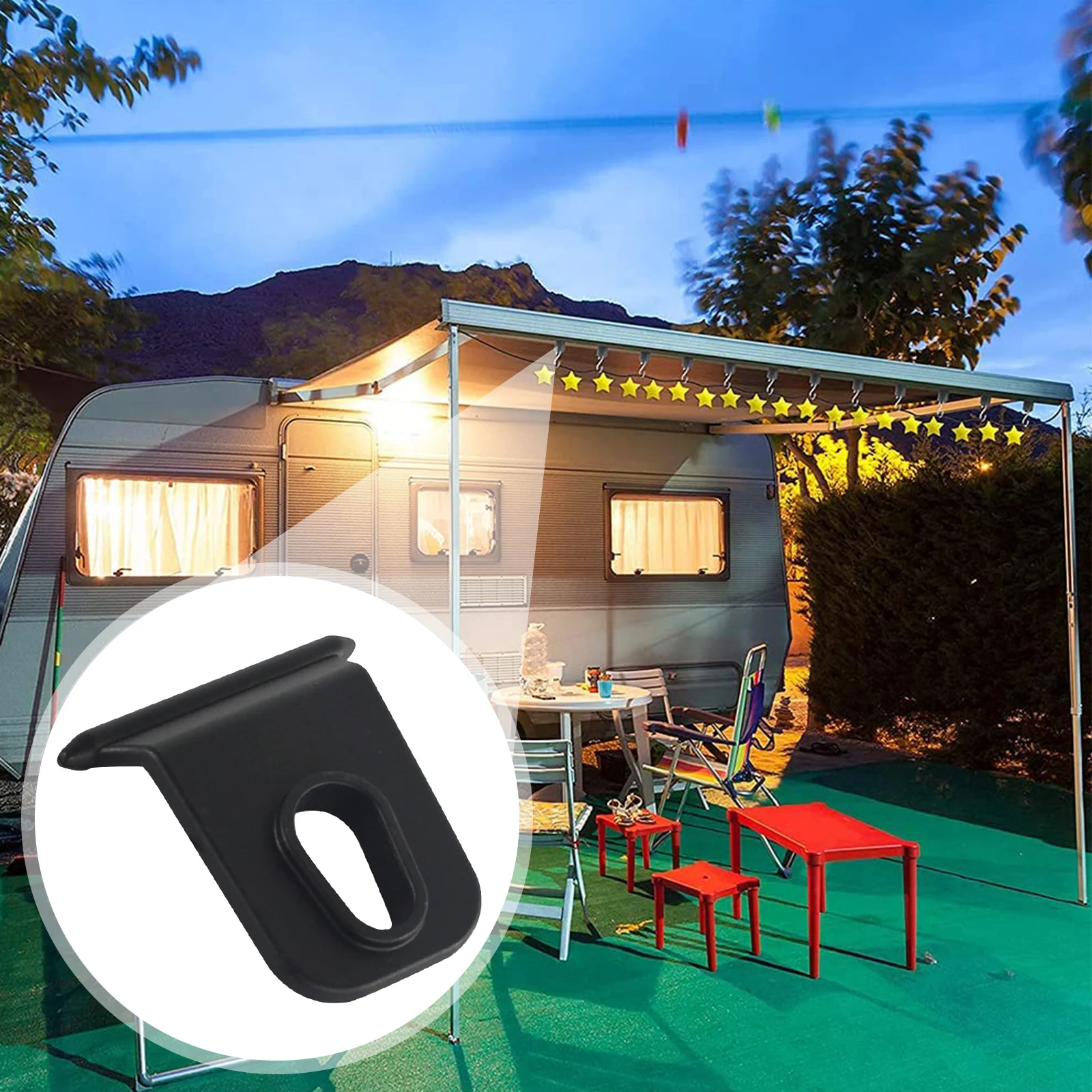 FUBESK Ganci per tenda da sole, 10 ganci universali neri, per