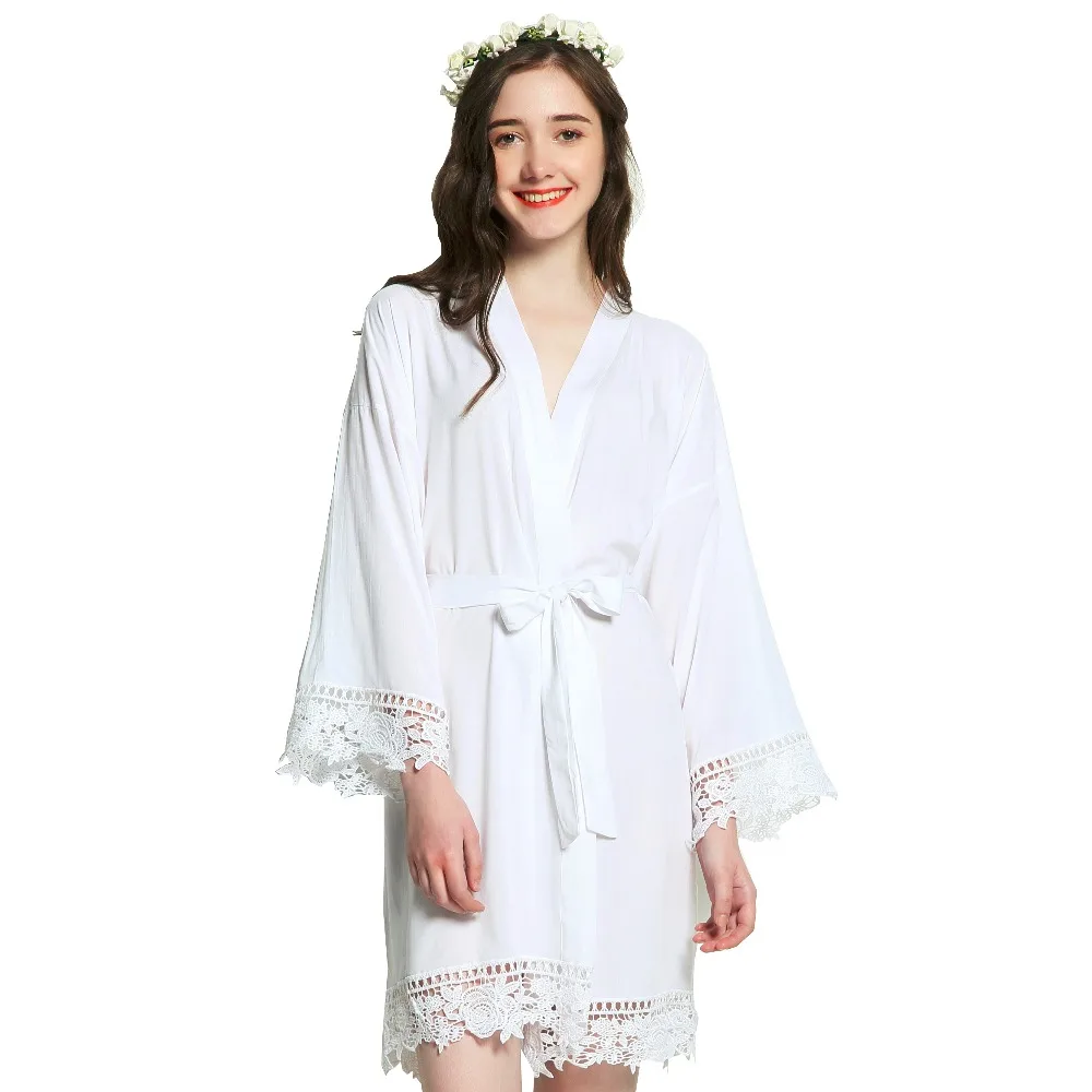 YUXINBRIDAL темно зеленое вискозное Новое однотонное хлопковое кимоно халаты с