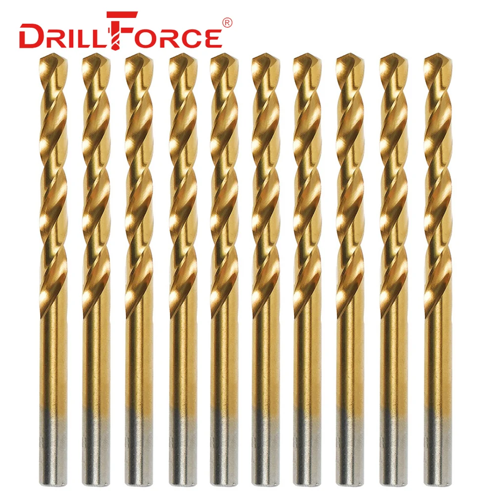 Drillforce Tools M2 Titanium Drill Bits Set, HSS DIN338 Drill Set 1.0
