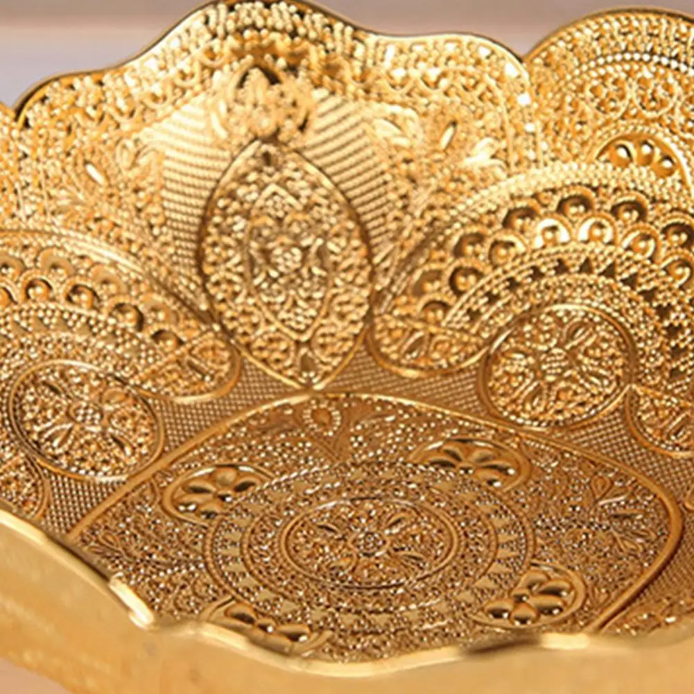 Zinc Alloy Gold Fruit Plate Clear Texture Zinc Alloy Parties Table Jewelry Earrings Necklace Dish Candy Snack Tray Home Decor