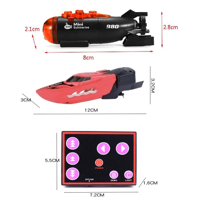 Mini Micro-radio Remote Control Submarine Ship Boat With Led Light Toy Submarine remote control ship For Children Underwater toy 6