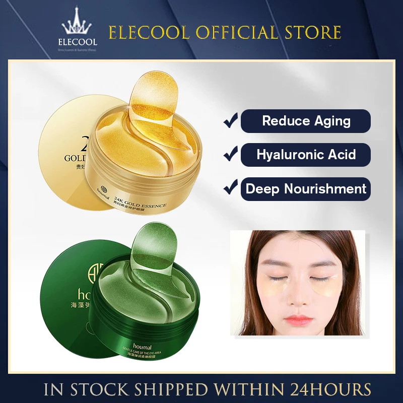 Gold Moisturizing Seaweed Crystal Collagen Eye Mask Patch 60pcs Anti-Wrinkle Anti Aging Remove Dark Circles Care TSLM1 | Красота и