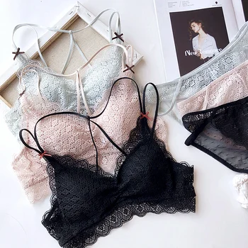 

2020 Lace Sexy Underwear Set Wire Free Gather Triangle Cup Comfortable Bra Set Sweet Underwear Set Women Bra Panties Set