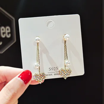 

Immortal Heart Long Earrings Elegant Fashion Earrings Pearl Heart Ear Stud