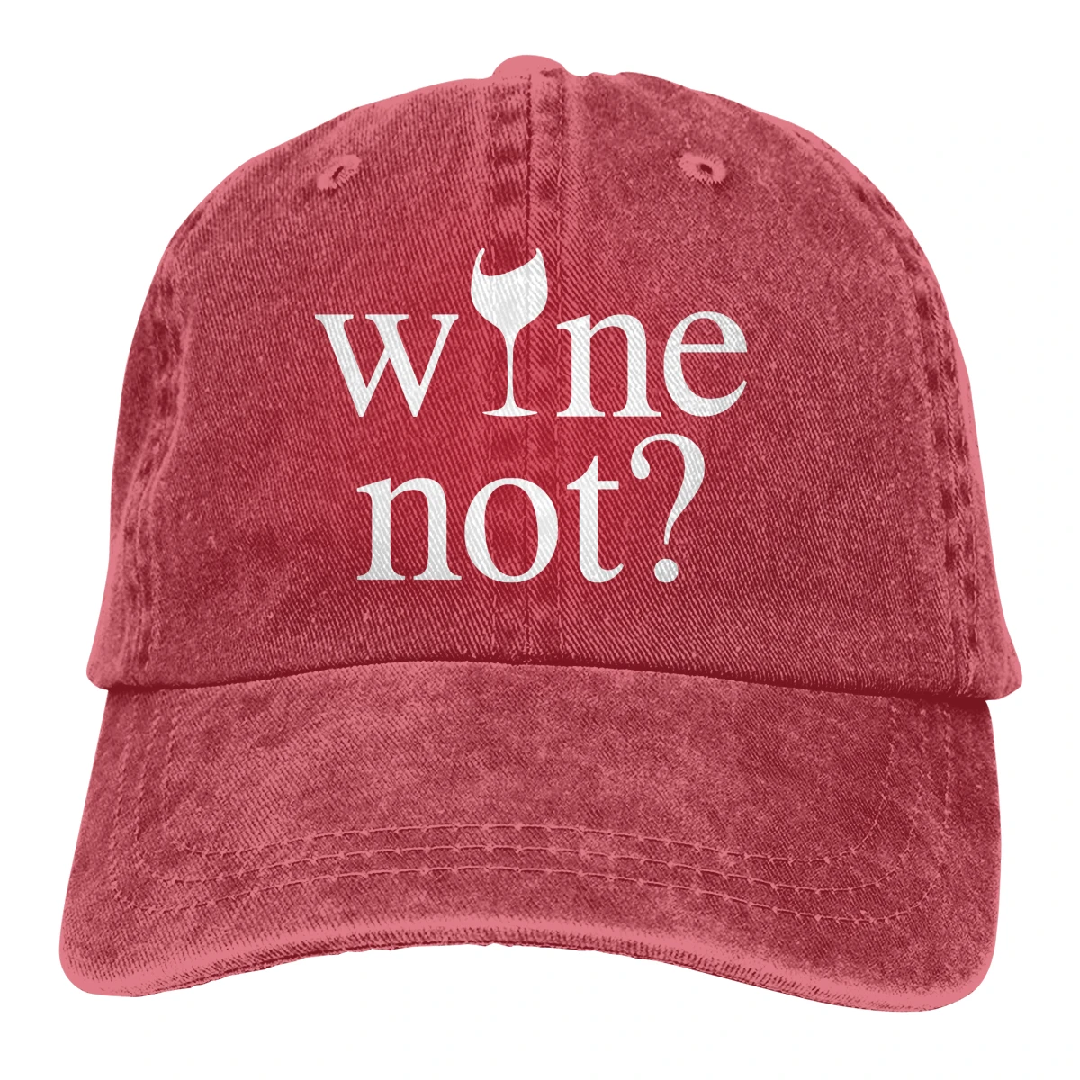 Wine Not Casquette Black Unisex Mens Womens Denim Strapback Baseball Cap Adjustable Golf Dad hat