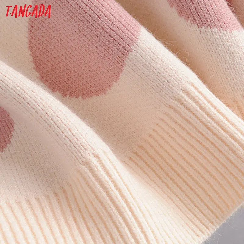 Tangada корейский шикарный женский милый свитер в горошек винтажный Женский вязаный джемпер в школьном стиле SL202