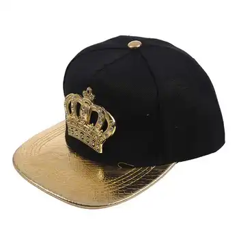 

Unisex Baseball Hip-Hop Adjustable Cap Men Women Snapback Peaked Sport Dance Hat, Black+ Gold Cap eaves