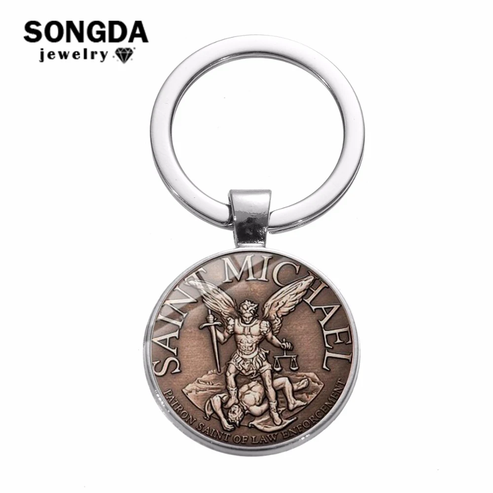 SONGDA винтажный брелок-Шарм Archangel St. Майкл защитит меня, священный щит, защита, знак отправления, брелок, Христианский подарок