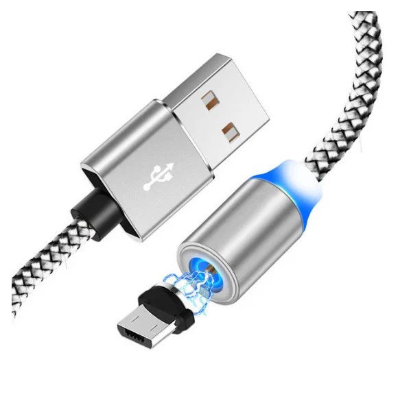 Магнитный кабель 3 в 1 Micro usb type C адаптер зарядное устройство Быстрая зарядка для Iphone для samsung для Xiaomi магнит Android телефонный шнур - Цвет: Серебристый