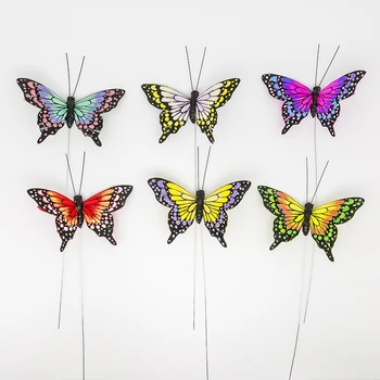 

12Simulation Feather Butterfly Flower Arrangement Furniture Ornament Decoration Mini Crafts Wedding Decoration Photography Props