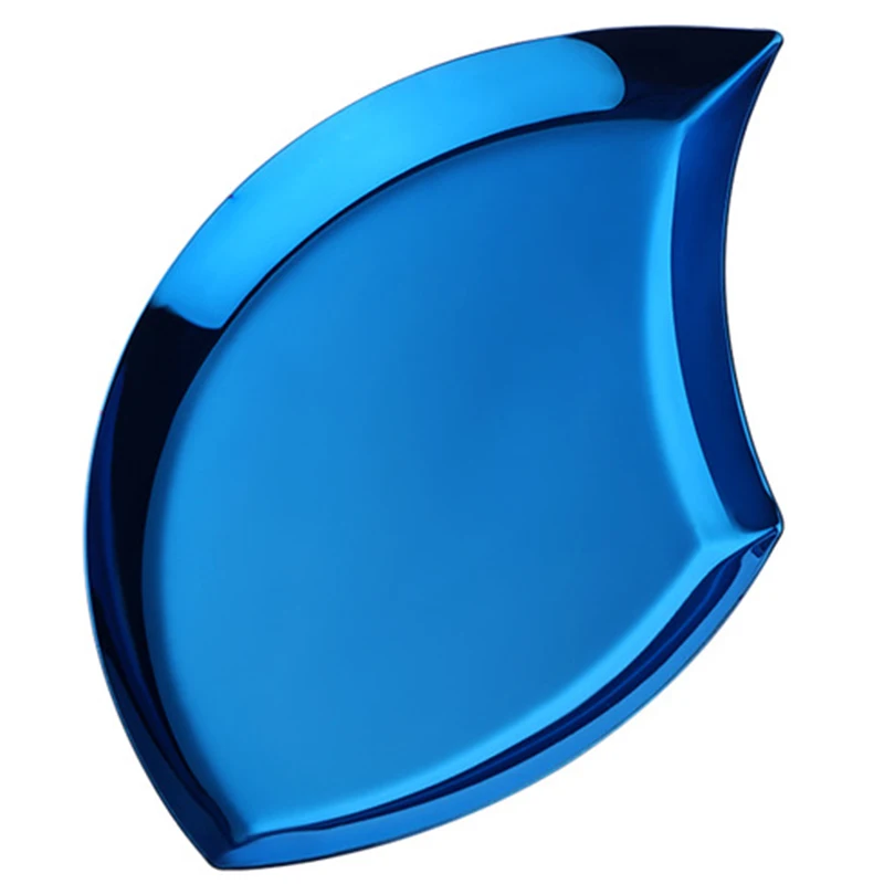 Silver Gold Dish Fruit Plates Snack Cake Serving Tray Stainless Steel Dishes Wedding Decoration Dessert Trays - Цвет: Blue
