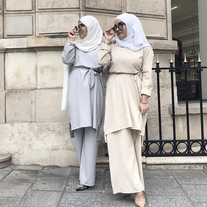 Abaya Set Turkey Dubai Muslim Hijab Dress Tops Pants Abayas for Women Jilbab Caftan Marocain Kaftan Turkish Islamic Clothing
