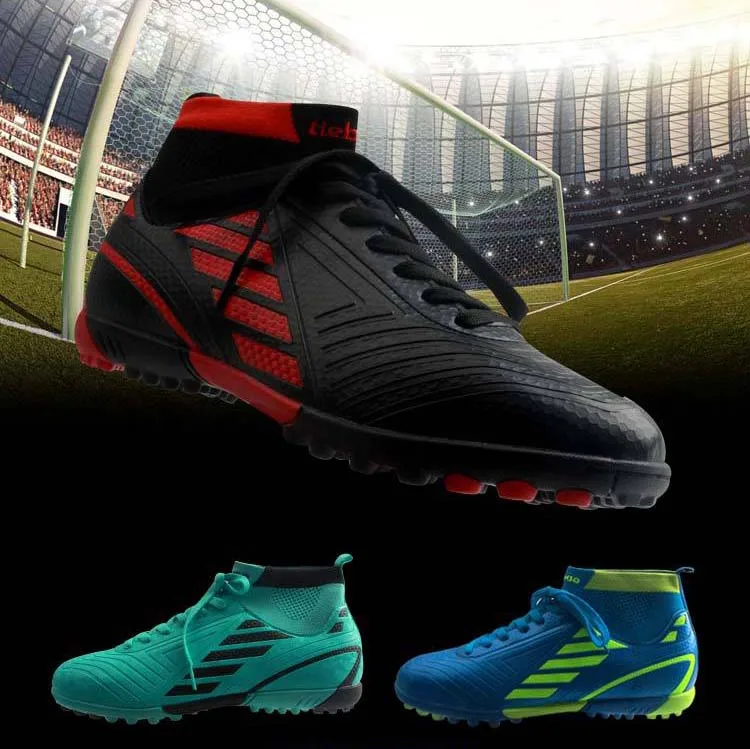 

TIEBAO Men Football Boots Outdoor Sports Ankle High TF Turf Soccer Shoes Kids Sneakers EU 35-44 Football Shoes Rubber Outsole