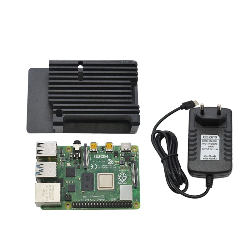 Для Raspberry Pi 4B 4G Оперативная память DIY Kit Поддержка 2,4/5,0 ГГц WI-FI Bluetooth 5,0 с Алюминий CNC сплав защитный чёрный чехол 5V 3A
