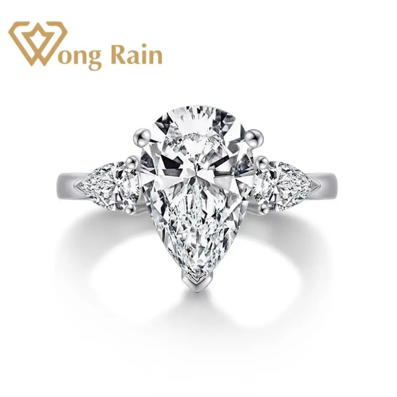 Wong Rain 100% 925 пробы Серебряная груша огранка из моиссанита бриллианты для свадьбы