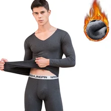 Термобелье, комплекты для мужчин, зимние кальсоны из плотного хлопка, комплект из 2 предметов, домашний сервис, теплая зимняя одежда для сна, большие размеры