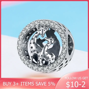 

CodeMonkey 925 Sterling Silver Lover Giraffe Charm Circle Bead Fit Original Design Bracelets Bangle Pendant Jewelry Making C997