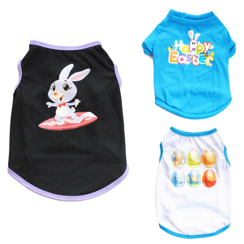 Вечерние футболки с изображением Счастливой Пасхи; Одежда для собак и кошек с изображением кролика, кролика, кролика; одежда для чихуахуа и йоркширов; летняя одежда