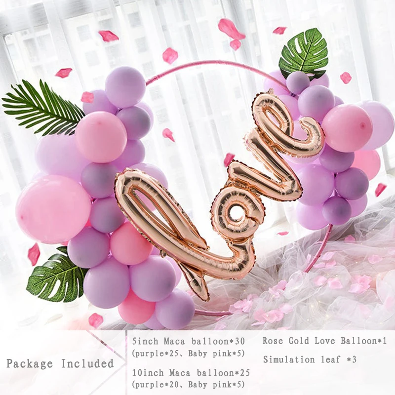 Пастельные воздушные шары любовный шарик кольцо комплект цепь венок с листьями Воздушный Шар Комплект гирлянды детский душ свадьба день рождения Декор - Цвет: Set 1
